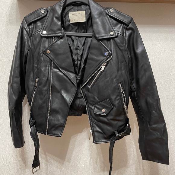 Zara Basic Cropped Moto Jacket, Small - Picture 5 of 8